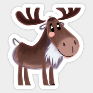 Cute Moose Drawing Sticker